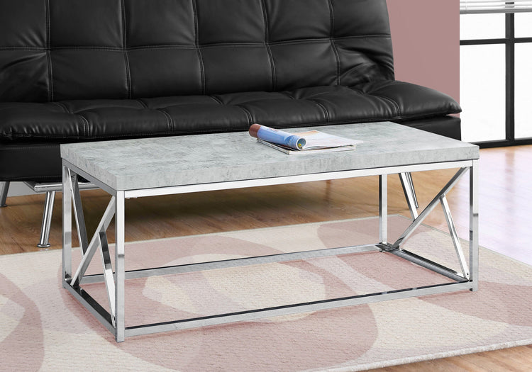 Monarch Specialties I 3375 Table A Café, Accent, Cocktail, Rectangulaire, Salon, 48"l, Métal, Stratifié, Gris, Chrome, Contemporain, Moderne - Simple Boutique