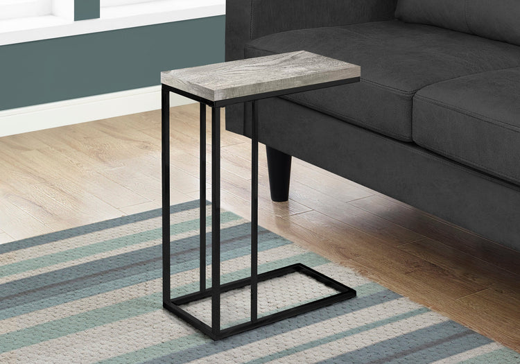 Monarch Specialties I 3404 Table D'appoint, En Forme De C, Bout, Côté, Collation, Salon, Chambre À Coucher, Métal, Stratifié, Gris, Noir, Contemporain, Moderne - Simple Boutique