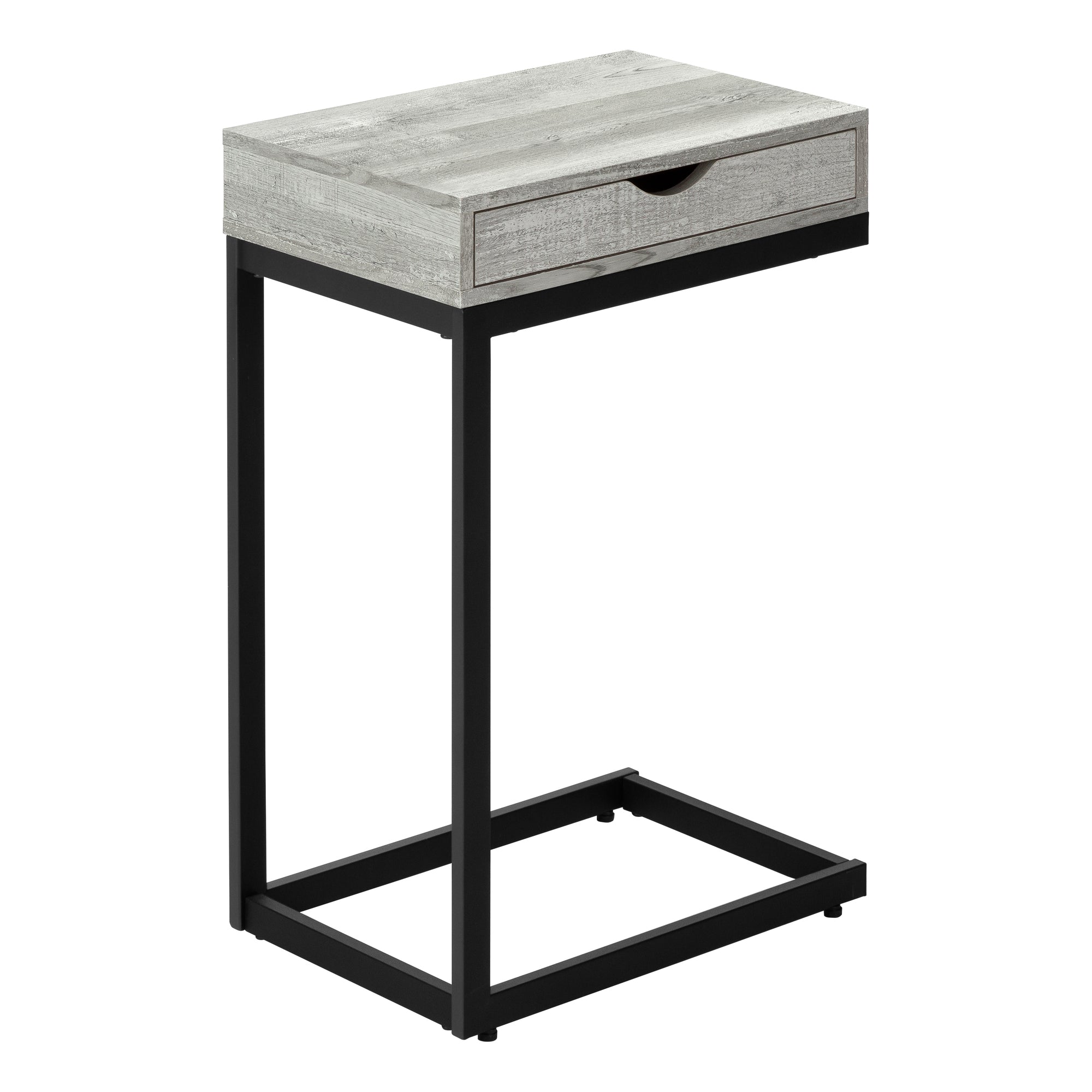 Monarch Specialties I 3407 Table D'appoint, En Forme De C, Bout, Côté, Collation, Tiroir De Rangement, Salon, Chambre À Coucher, Métal, Stratifié, Gris, Noir, Contemporain, Moderne - Simple Boutique