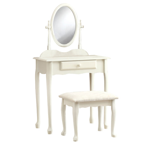 Monarch Specialties I 3412 Ens Vanite, Lot De 2, Table De Maquillage, Organisateur, Mettre La Table, Chambre À Coucher, Bois, Stratifié, Blanc, Traditionnel