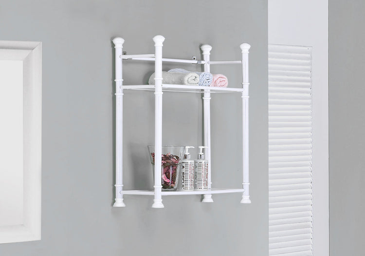 Monarch Specialties I 3425 Accessoire De Salle De Bain, Tablettes, Rangement, Métal, Verre Trempé, Blanc, Contemporain, Moderne - Simple Boutique