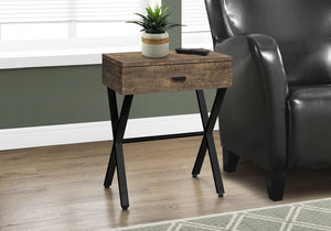 Monarch Specialties I 3450 Table D'appoint, Côté, Bout, Table De Nuit, Lampe, Tiroir De Rangement, Salon, Chambre À Coucher, Métal, Stratifié, Brun, Noir, Contemporain, Moderne - Simple Boutique