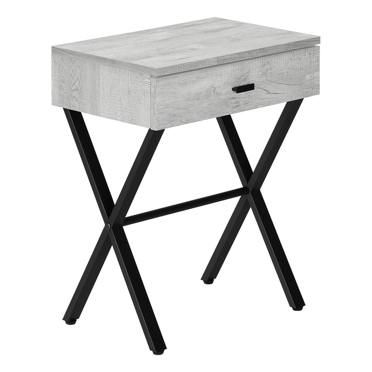 Monarch Specialties I 3451 Table D'appoint, Côté, Bout, Table De Nuit, Lampe, Tiroir De Rangement, Salon, Chambre À Coucher, Métal, Stratifié, Gris, Noir, Contemporain, Moderne - Simple Boutique