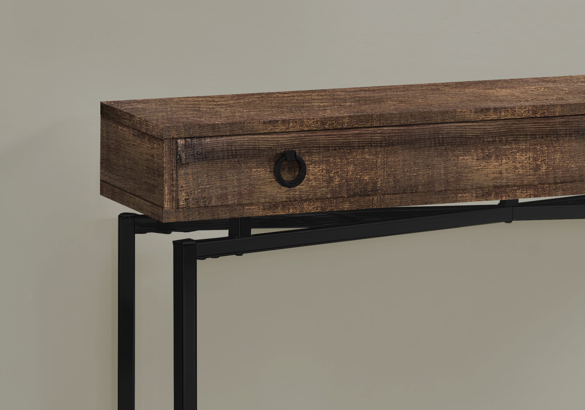 Monarch Specialties I 3453 Table D'appoint, Console, Entrée, Étroit, Sofa, Tiroir De Rangement, Salon, Chambre À Coucher, Métal, Stratifié, Brun, Noir, Contemporain, Moderne - Simple Boutique