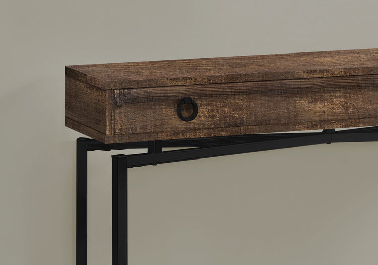 Monarch Specialties I 3453 Table D'appoint, Console, Entrée, Étroit, Sofa, Tiroir De Rangement, Salon, Chambre À Coucher, Métal, Stratifié, Brun, Noir, Contemporain, Moderne - Simple Boutique