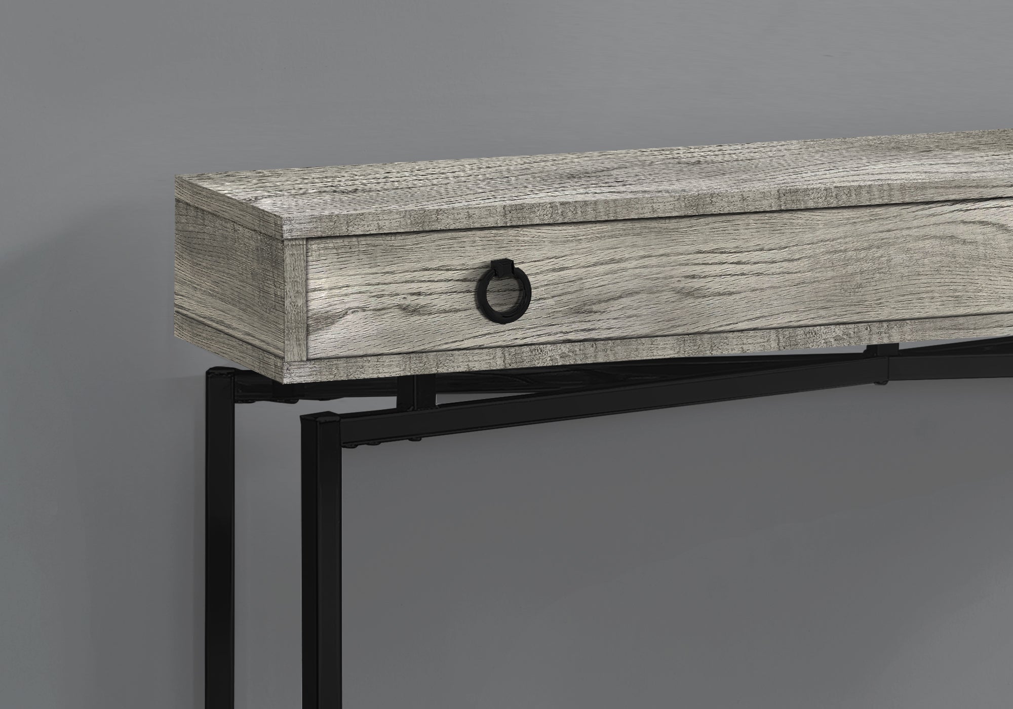 Monarch Specialties I 3454 Table D'appoint, Console, Entrée, Étroit, Sofa, Tiroir De Rangement, Salon, Chambre À Coucher, Métal, Stratifié, Gris, Noir, Contemporain, Moderne - Simple Boutique