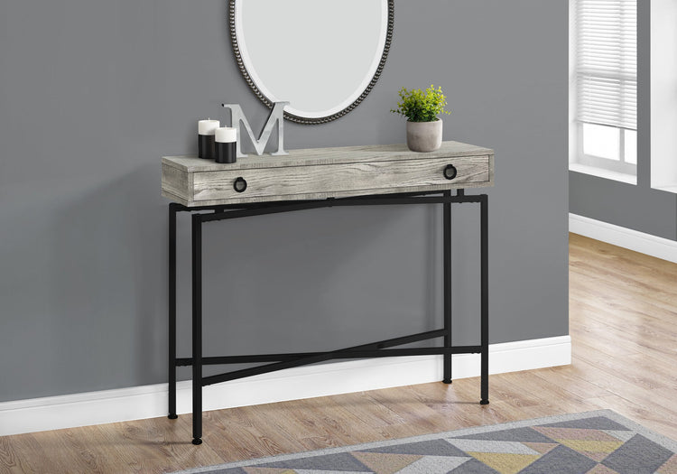 Monarch Specialties I 3454 Table D'appoint, Console, Entrée, Étroit, Sofa, Tiroir De Rangement, Salon, Chambre À Coucher, Métal, Stratifié, Gris, Noir, Contemporain, Moderne - Simple Boutique