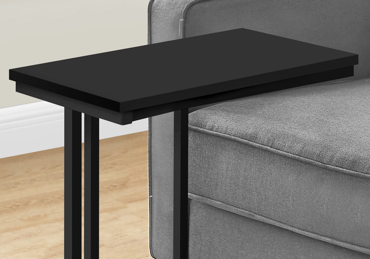 Monarch Specialties I 3467 Table D'appoint, En Forme De C, Bout, Côté, Collation, Salon, Chambre À Coucher, Métal, Stratifié, Noir, Contemporain, Moderne - Simple Boutique