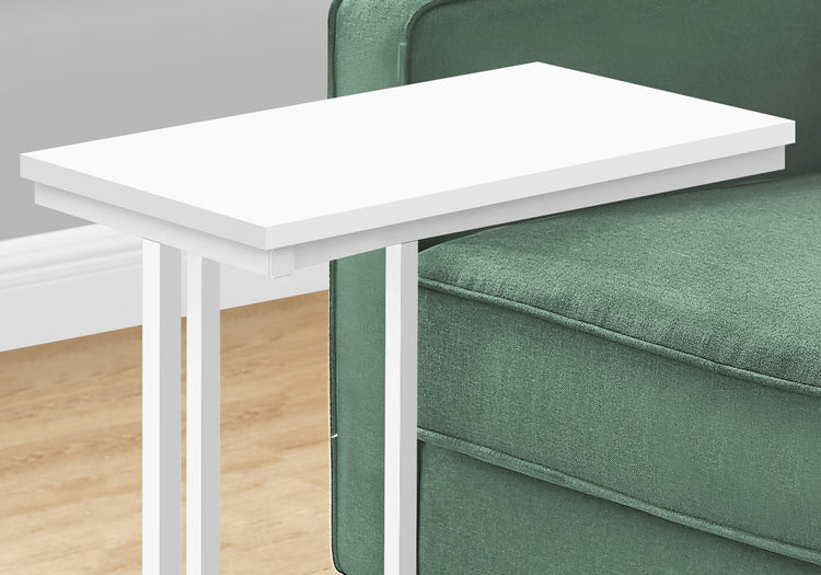 Monarch Specialties I 3468 Table D'appoint, En Forme De C, Bout, Côté, Collation, Salon, Chambre À Coucher, Métal, Stratifié, Blanc, Contemporain, Moderne - Simple Boutique