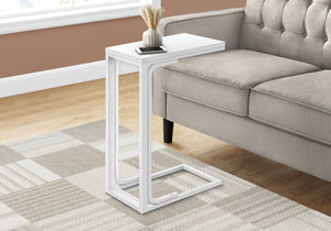 Monarch Specialties I 3478 Table D'appoint, En Forme De C, Bout, Côté, Collation, Salon, Chambre À Coucher, Métal, Stratifié, Blanc, Contemporain, Moderne - Simple Boutique