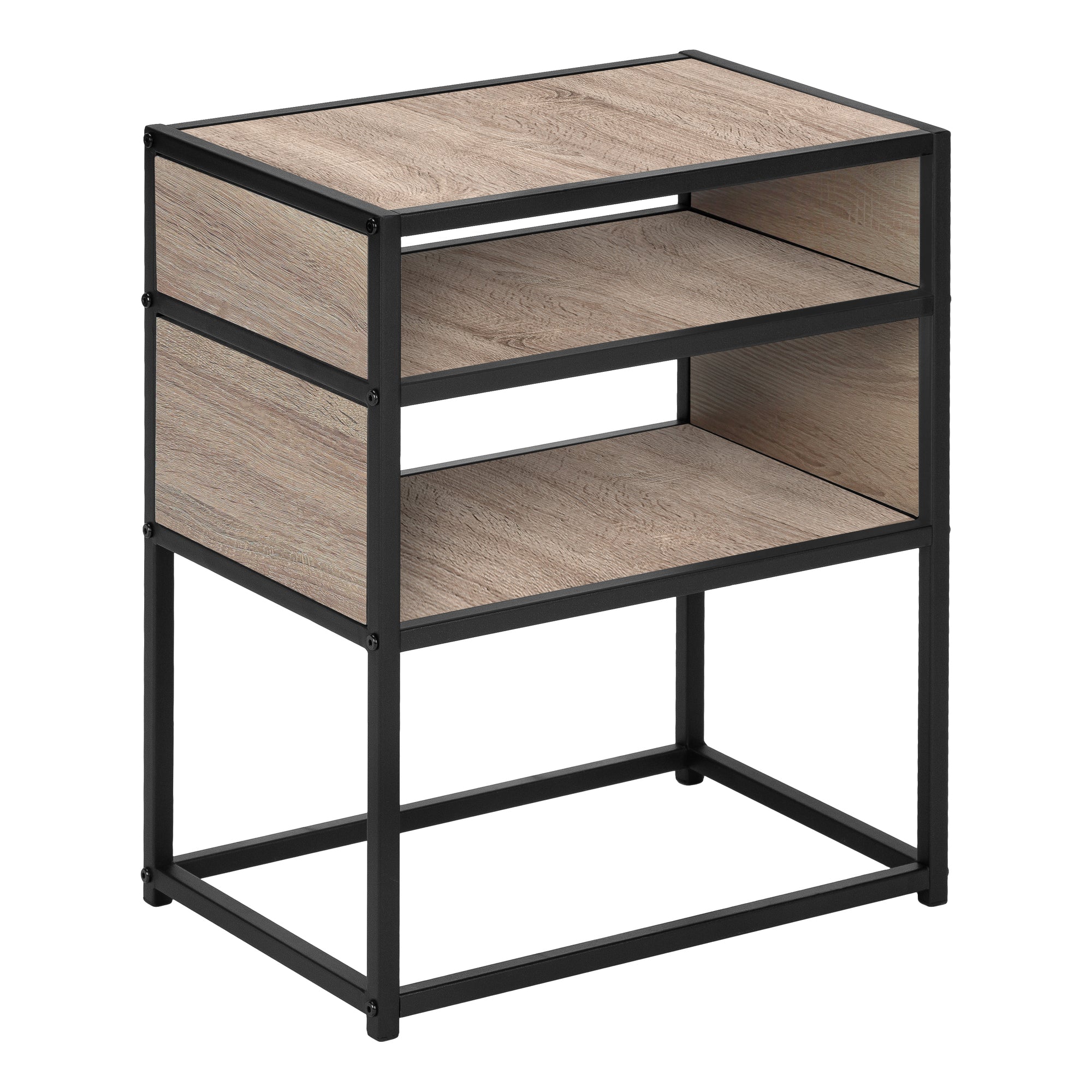 Monarch Specialties I 3507 Table D'appoint, Côté, Bout, Table De Nuit, Lampe, Salon, Chambre À Coucher, Métal, Stratifié, Brun, Noir, Contemporain, Moderne - Simple Boutique