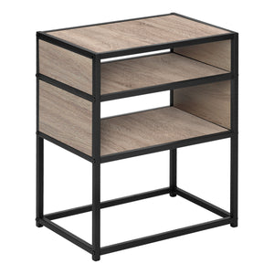 Monarch Specialties I 3507 Table D'appoint, Côté, Bout, Table De Nuit, Lampe, Salon, Chambre À Coucher, Métal, Stratifié, Brun, Noir, Contemporain, Moderne - Simple Boutique