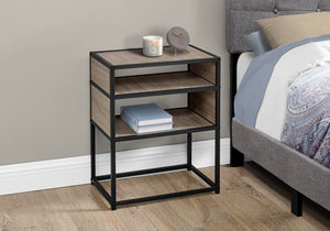 Monarch Specialties I 3507 Table D'appoint, Côté, Bout, Table De Nuit, Lampe, Salon, Chambre À Coucher, Métal, Stratifié, Brun, Noir, Contemporain, Moderne - Simple Boutique