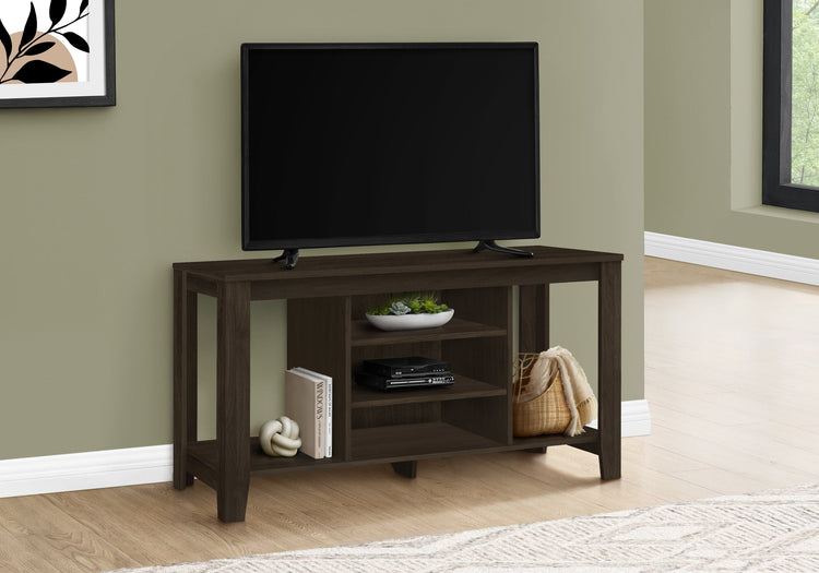 Monarch Specialties I 3529 Meuble Tv, 48 Pouces, Console, Centre De Divertissement Média, Étagères De Rangement, Salon, Chambre À Coucher, Stratifié, Brun, Contemporain, Moderne - Simple Boutique