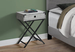 Monarch Specialties I 3552 Table D'appoint, Côté, Bout, Table De Nuit, Lampe, Tiroir De Rangement, Salon, Chambre À Coucher, Métal, Stratifié, Gris, Noir, Contemporain, Moderne - Simple Boutique