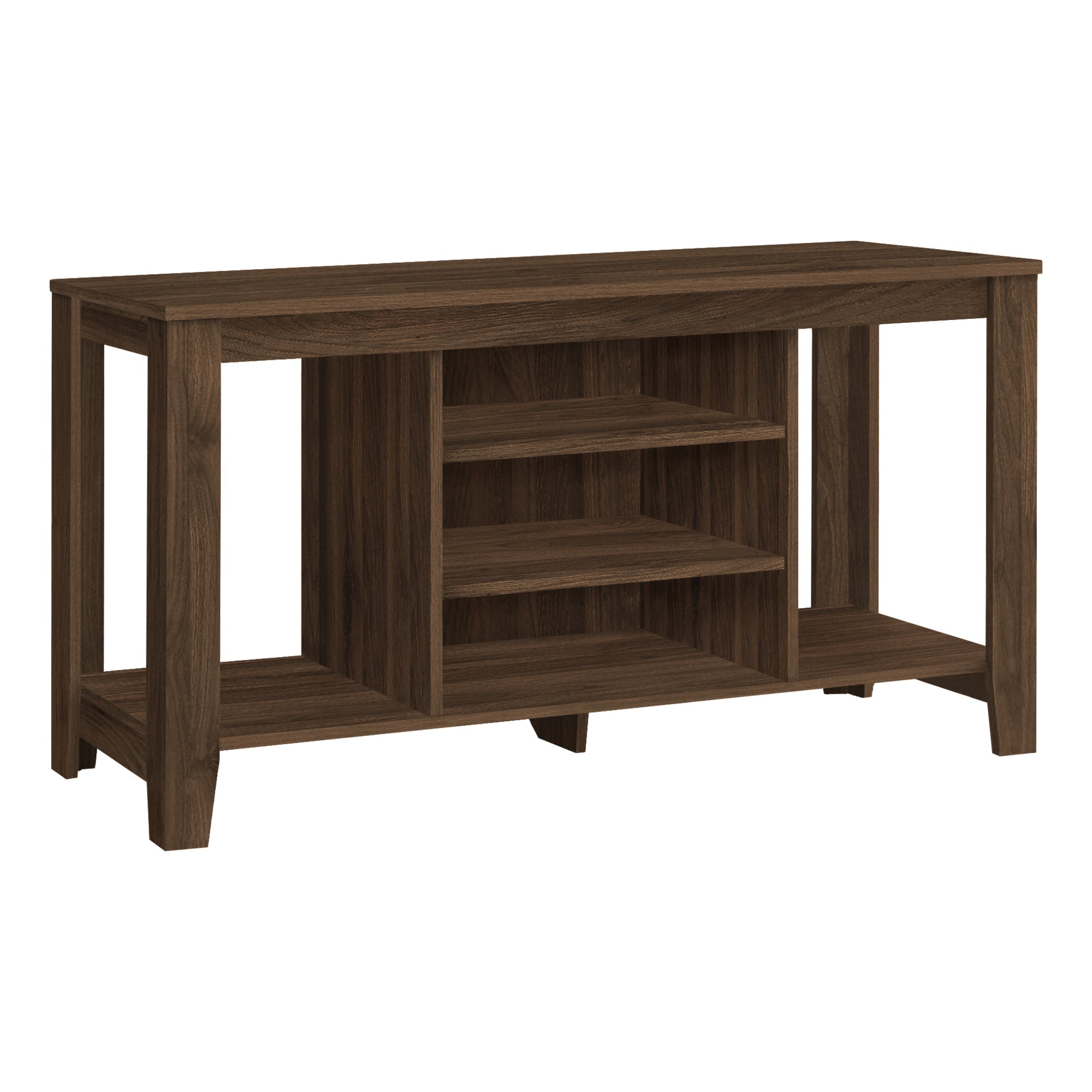 Monarch Specialties I 3566 Meuble Tv, 48 Pouces, Console, Centre De Divertissement Média, Étagères De Rangement, Salon, Chambre À Coucher, Stratifié, Noyer, Contemporain, Moderne - Simple Boutique