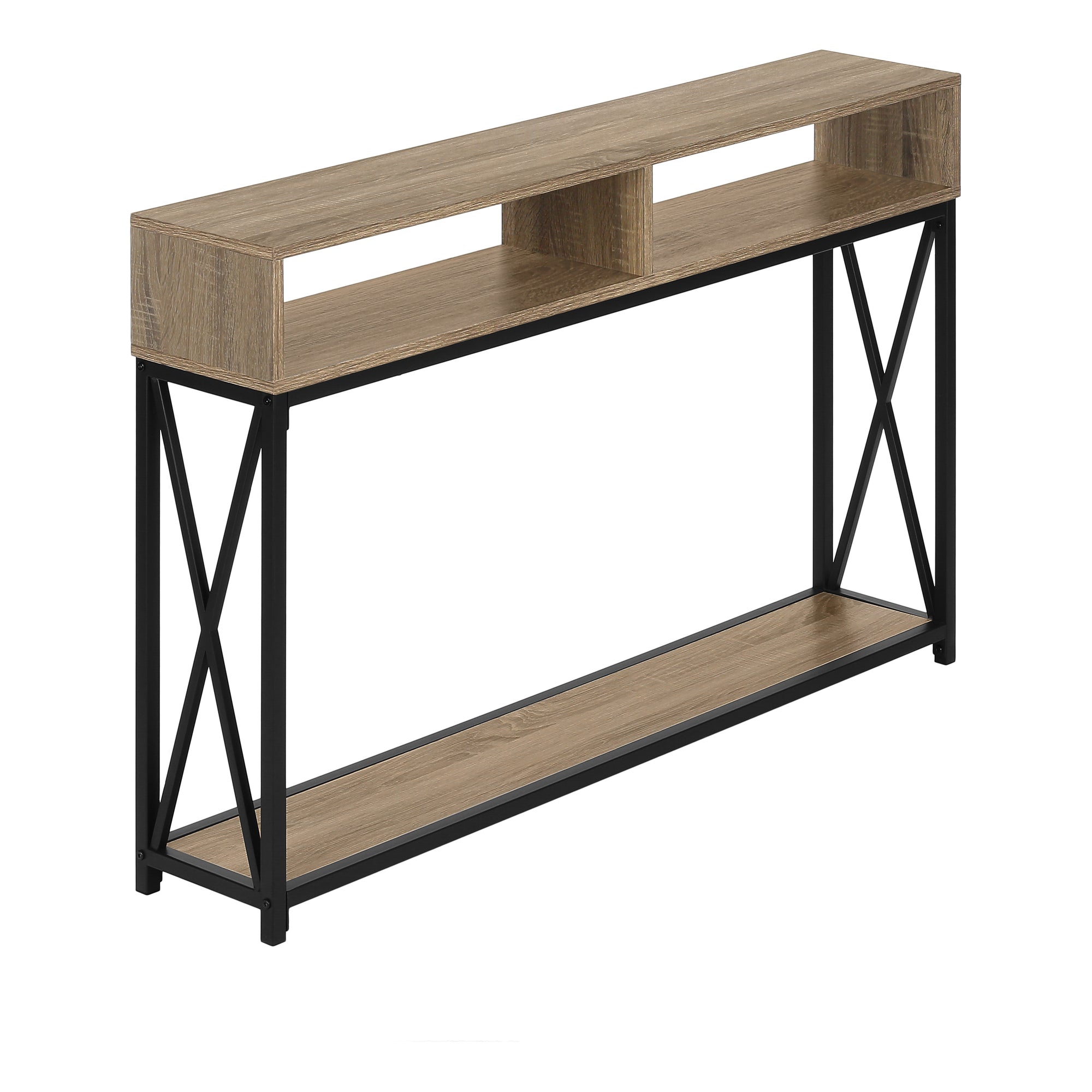 Monarch Specialties I 3573 Table D'appoint, Console, Entrée, Étroit, Sofa, Salon, Chambre À Coucher, Métal, Stratifié, Brun, Noir, Contemporain, Moderne - Simple Boutique