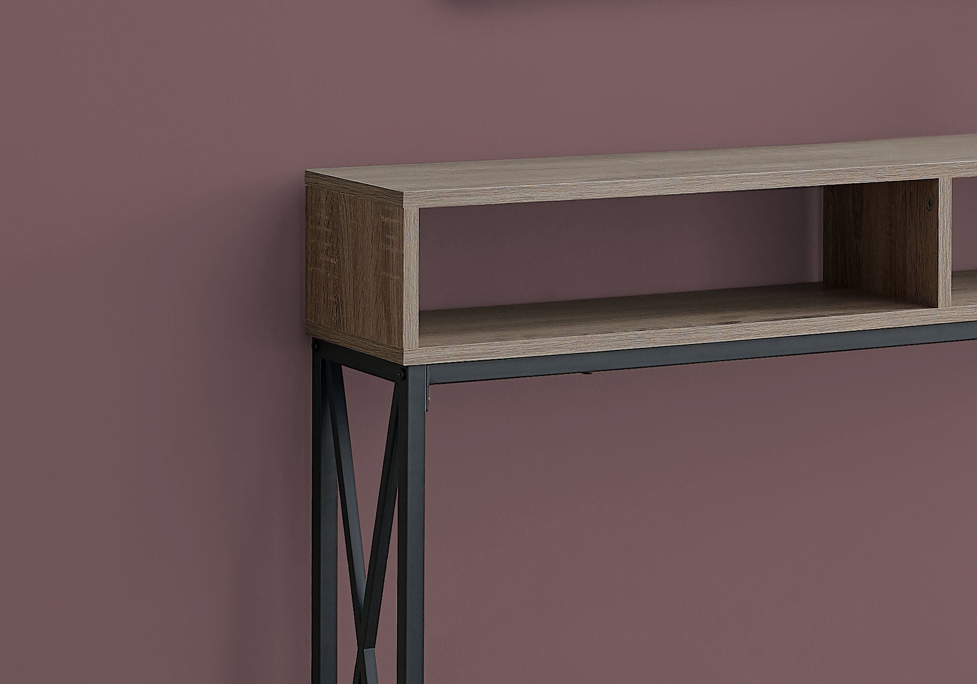 Monarch Specialties I 3573 Table D'appoint, Console, Entrée, Étroit, Sofa, Salon, Chambre À Coucher, Métal, Stratifié, Brun, Noir, Contemporain, Moderne - Simple Boutique