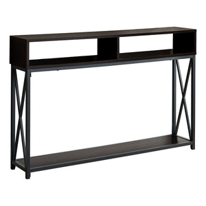 Monarch Specialties I 3574 Table D'appoint, Console, Entrée, Étroit, Sofa, Salon, Chambre À Coucher, Métal, Stratifié, Brun, Noir, Contemporain, Moderne - Simple Boutique