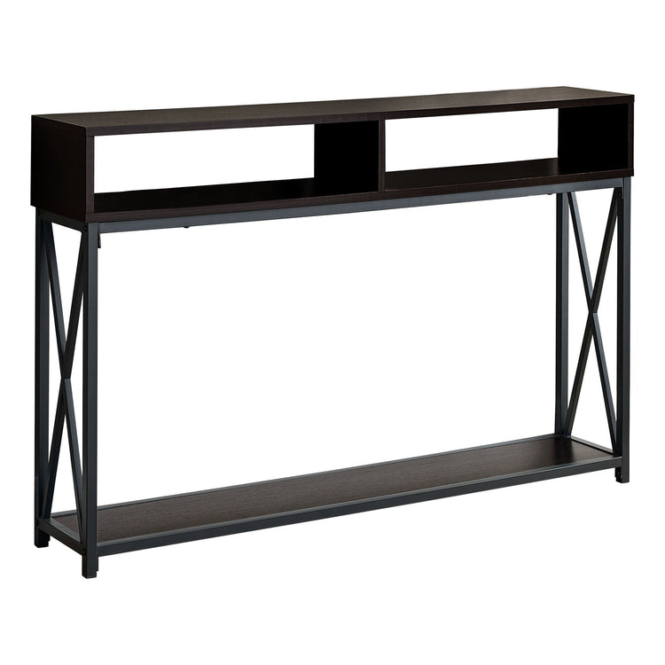 Monarch Specialties I 3574 Table D'appoint, Console, Entrée, Étroit, Sofa, Salon, Chambre À Coucher, Métal, Stratifié, Brun, Noir, Contemporain, Moderne - Simple Boutique