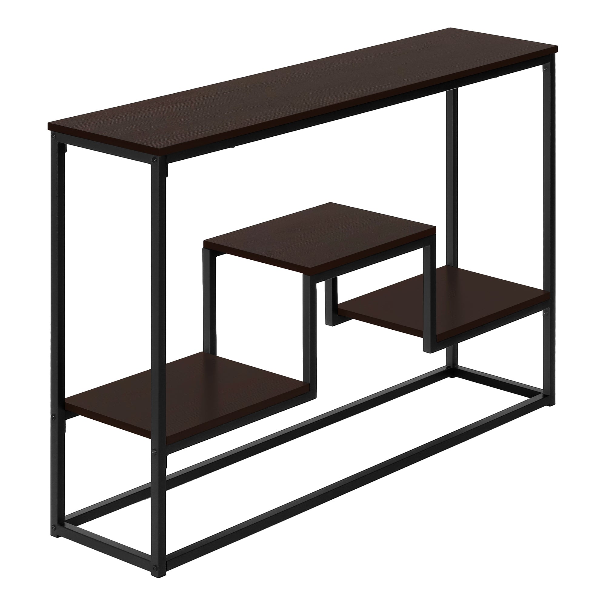 Monarch Specialties I 3582 Table D'appoint, Console, Entrée, Étroit, Sofa, Salon, Chambre À Coucher, Métal, Stratifié, Brun, Noir, Contemporain, Moderne - Simple Boutique