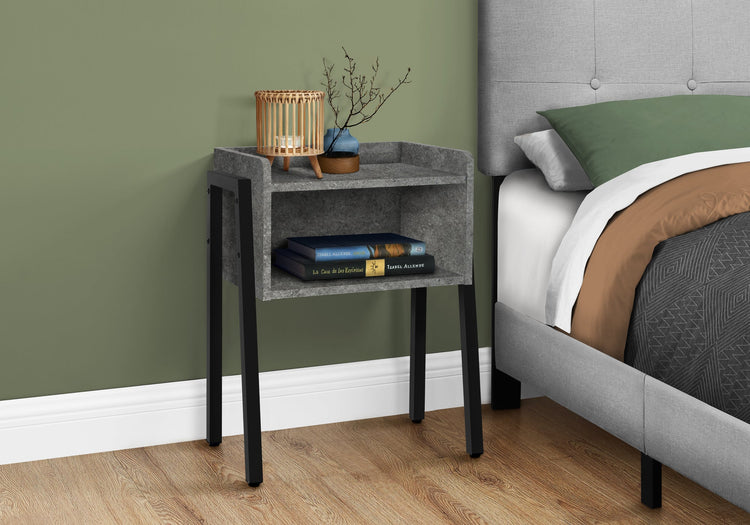 Monarch Specialties I 3584 Table D'appoint, Côté, Bout, Table De Nuit, Lampe, Salon, Chambre À Coucher, Métal, Stratifié, Gris, Noir, Contemporain, Moderne - Simple Boutique