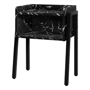 Monarch Specialties I 3590 Table D'appoint, Côté, Bout, Table De Nuit, Lampe, Salon, Chambre À Coucher, Métal, Stratifié, D'aspect Marbre Noir, Contemporain, Moderne - Simple Boutique