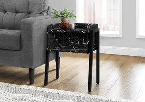 Monarch Specialties I 3590 Table D'appoint, Côté, Bout, Table De Nuit, Lampe, Salon, Chambre À Coucher, Métal, Stratifié, D'aspect Marbre Noir, Contemporain, Moderne - Simple Boutique