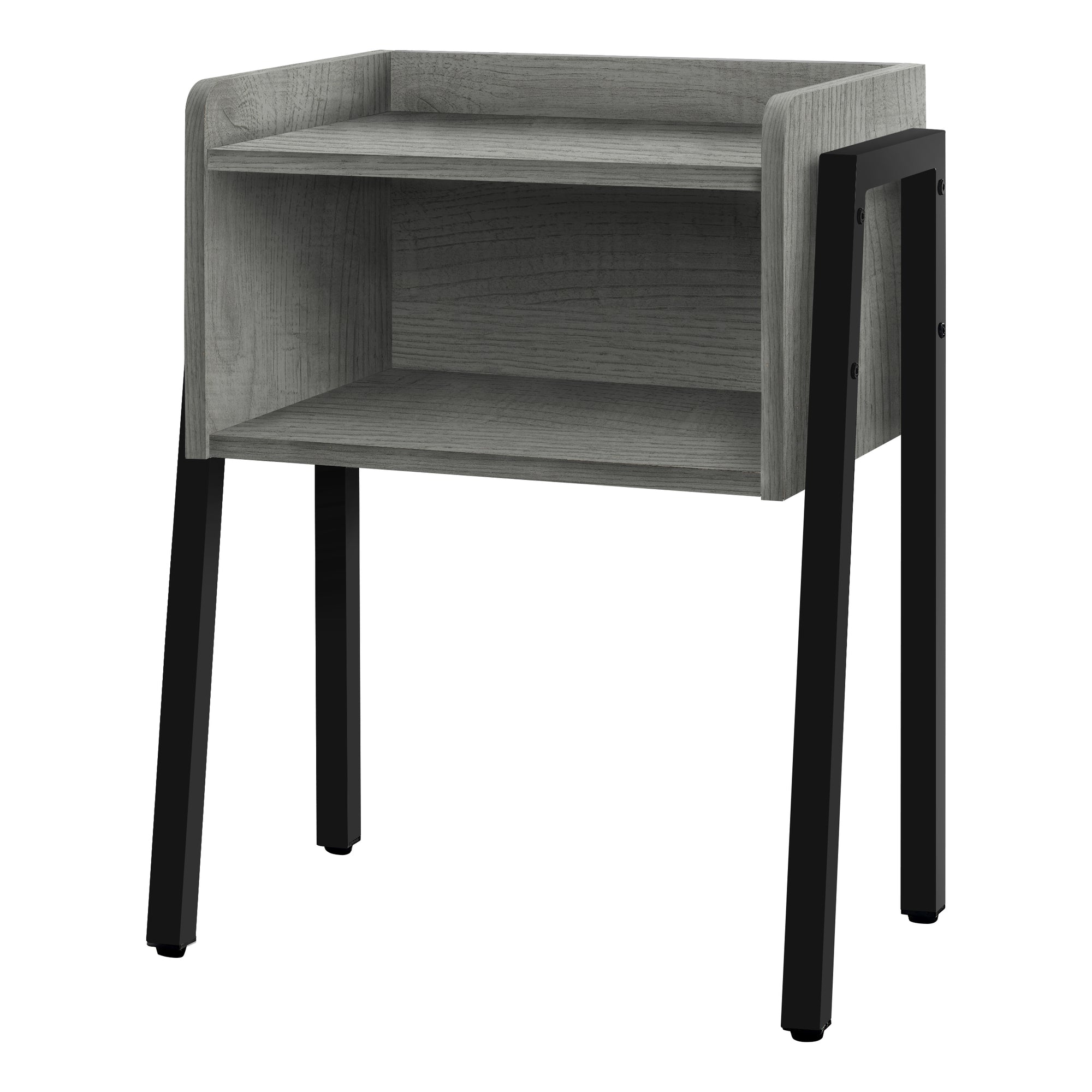 Monarch Specialties I 3591 Table D'appoint, Côté, Bout, Table De Nuit, Lampe, Salon, Chambre À Coucher, Métal, Stratifié, Gris, Noir, Contemporain, Moderne - Simple Boutique