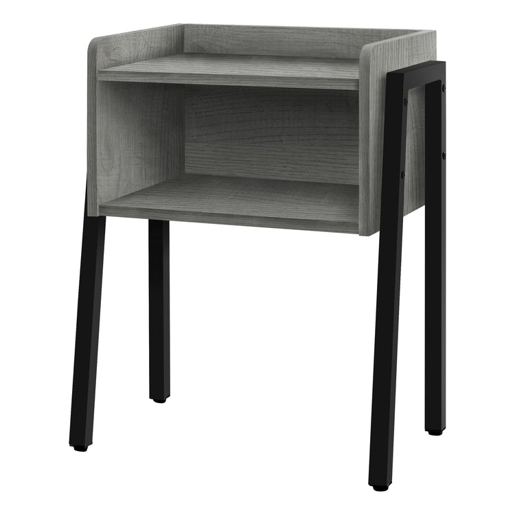 Monarch Specialties I 3591 Table D'appoint, Côté, Bout, Table De Nuit, Lampe, Salon, Chambre À Coucher, Métal, Stratifié, Gris, Noir, Contemporain, Moderne - Simple Boutique