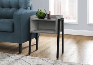Monarch Specialties I 3591 Table D'appoint, Côté, Bout, Table De Nuit, Lampe, Salon, Chambre À Coucher, Métal, Stratifié, Gris, Noir, Contemporain, Moderne - Simple Boutique