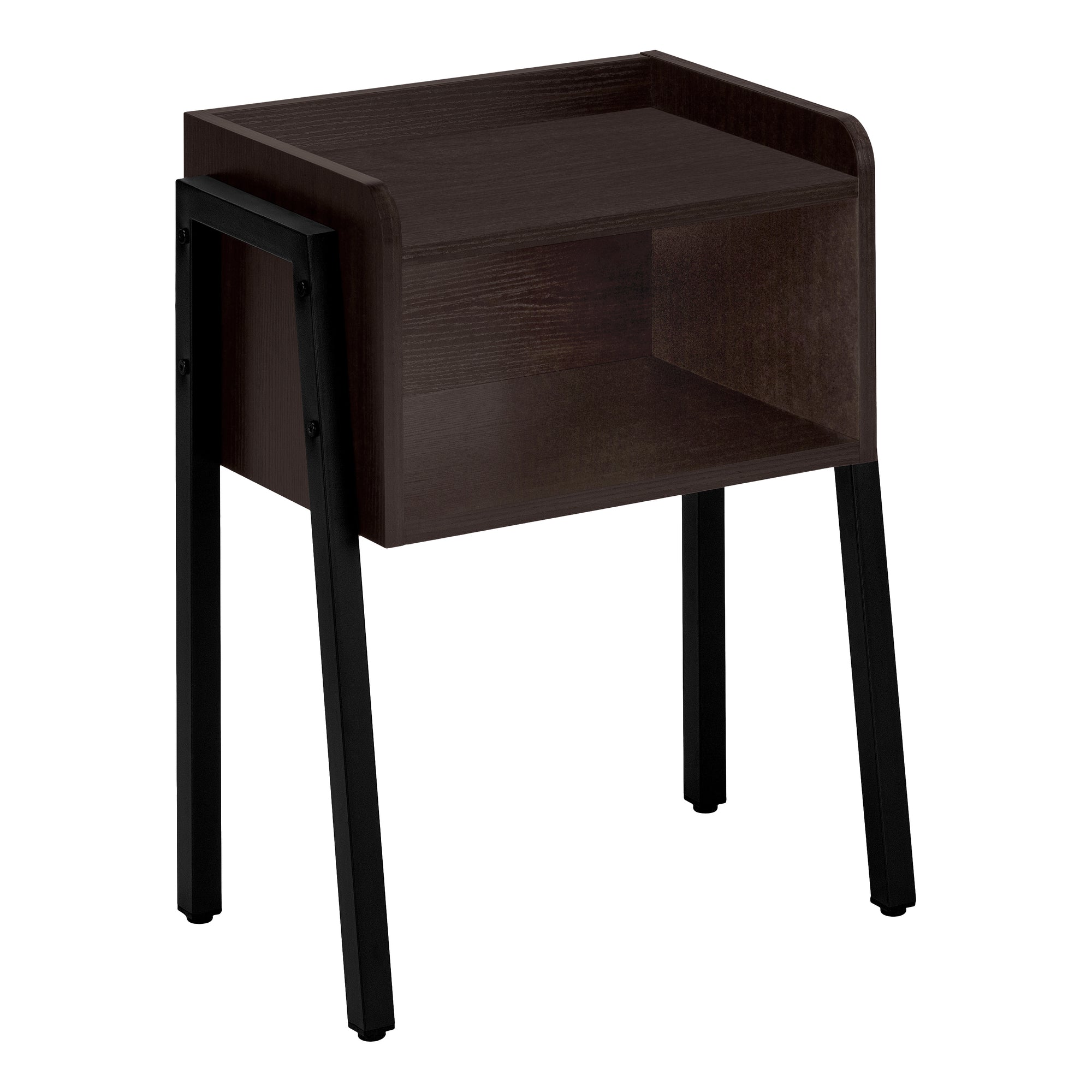 Monarch Specialties I 3593 Table D'appoint, Côté, Bout, Table De Nuit, Lampe, Salon, Chambre À Coucher, Métal, Stratifié, Brun, Noir, Contemporain, Moderne - Simple Boutique