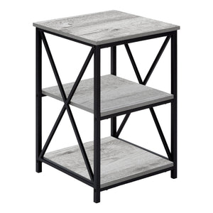 Monarch Specialties I 3596 Table D'appoint, Côté, Bout, Table De Nuit, Lampe, Salon, Chambre À Coucher, Métal, Stratifié, Gris, Noir, Contemporain, Moderne - Simple Boutique