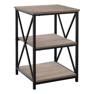 Monarch Specialties I 3597 Table D'appoint, Côté, Bout, Table De Nuit, Lampe, Salon, Chambre À Coucher, Métal, Stratifié, Brun, Noir, Contemporain, Moderne - Simple Boutique