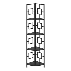 Monarch Specialties I 3610 Étagère À Livres, Étagère, Étagère, Coin, 4 Niveaux, 62"h, Bureau, Chambre À Coucher, Métal, Stratifié, Noir, Contemporain, Moderne - Simple Boutique