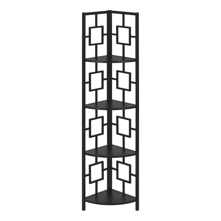 Monarch Specialties I 3610 Étagère À Livres, Étagère, Étagère, Coin, 4 Niveaux, 62"h, Bureau, Chambre À Coucher, Métal, Stratifié, Noir, Contemporain, Moderne - Simple Boutique