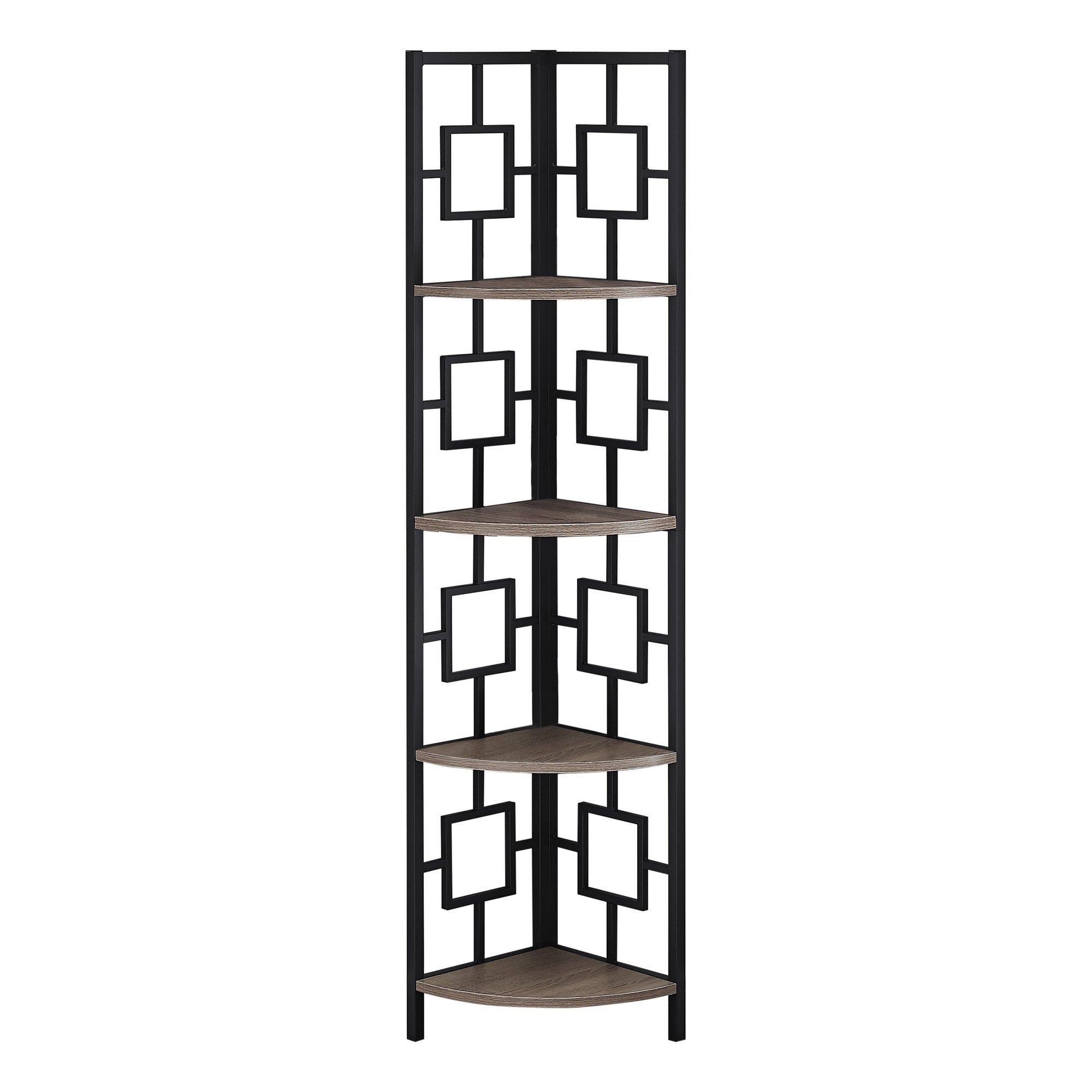 Monarch Specialties I 3611 Étagère À Livres, Étagère, Étagère, Coin, 4 Niveaux, 62"h, Bureau, Chambre À Coucher, Métal, Stratifié, Brun, Noir, Contemporain, Moderne - Simple Boutique