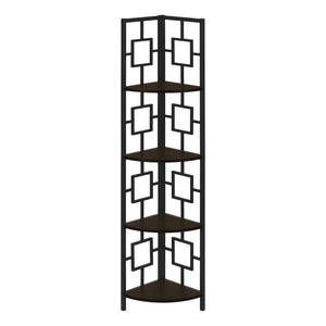Monarch Specialties I 3612 Étagère À Livres, Étagère, Étagère, Coin, 4 Niveaux, 62"h, Bureau, Chambre À Coucher, Métal, Stratifié, Brun, Noir, Contemporain, Moderne - Simple Boutique
