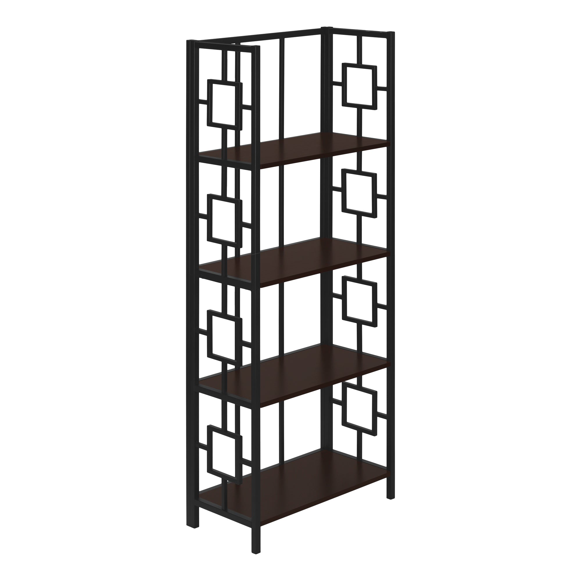 Monarch Specialties I 3617 Étagère À Livres, Étagère, Étagère, 4 Niveaux, 62"h, Bureau, Chambre À Coucher, Métal, Stratifié, Brun, Noir, Contemporain, Moderne - Simple Boutique