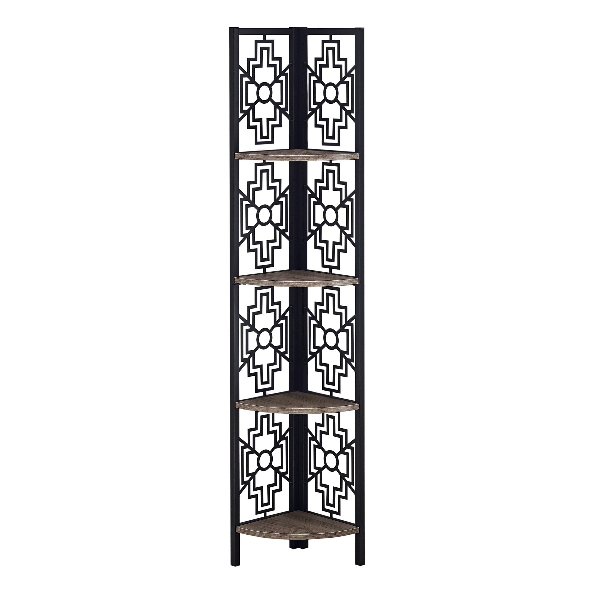 Monarch Specialties I 3621 Étagère À Livres, Étagère, Étagère, Coin, 4 Niveaux, 62"h, Bureau, Chambre À Coucher, Métal, Stratifié, Brun, Noir, Transitionnel - Simple Boutique