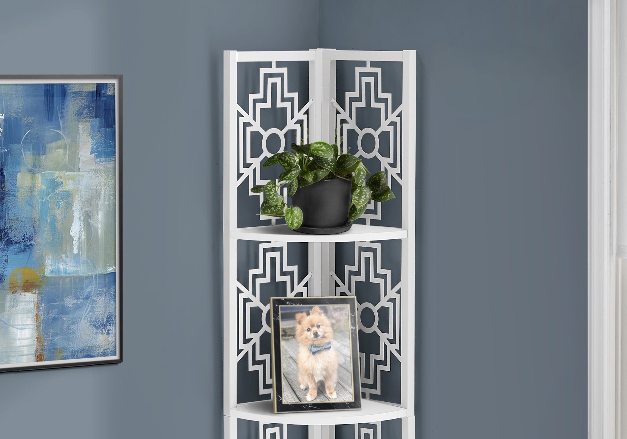 Monarch Specialties I 3623 Étagère À Livres, Étagère, Étagère, Coin, 4 Niveaux, 62"h, Bureau, Chambre À Coucher, Métal, Stratifié, Blanc, Transitionnel - Simple Boutique