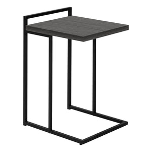 Monarch Specialties I 3634 Table D'appoint, En Forme De C, Bout, Côté, Collation, Salon, Chambre À Coucher, Métal, Stratifié, Gris, Noir, Contemporain, Moderne - Simple Boutique