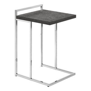 Monarch Specialties I 3637 Table D'appoint, En Forme De C, Bout, Côté, Collation, Salon, Chambre À Coucher, Métal, Stratifié, Gris, Chrome, Contemporain, Moderne - Simple Boutique