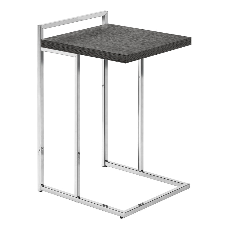 Monarch Specialties I 3637 Table D'appoint, En Forme De C, Bout, Côté, Collation, Salon, Chambre À Coucher, Métal, Stratifié, Gris, Chrome, Contemporain, Moderne - Simple Boutique