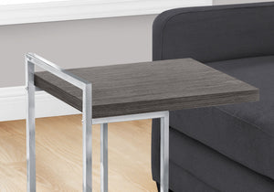 Monarch Specialties I 3637 Table D'appoint, En Forme De C, Bout, Côté, Collation, Salon, Chambre À Coucher, Métal, Stratifié, Gris, Chrome, Contemporain, Moderne - Simple Boutique