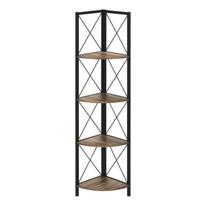 Monarch Specialties I 3646 Étagère À Livres, Étagère, Étagère, Coin, 4 Niveaux, 60"h, Bureau, Chambre À Coucher, Métal, Stratifié, Brun, Noir, Contemporain, Moderne - Simple Boutique