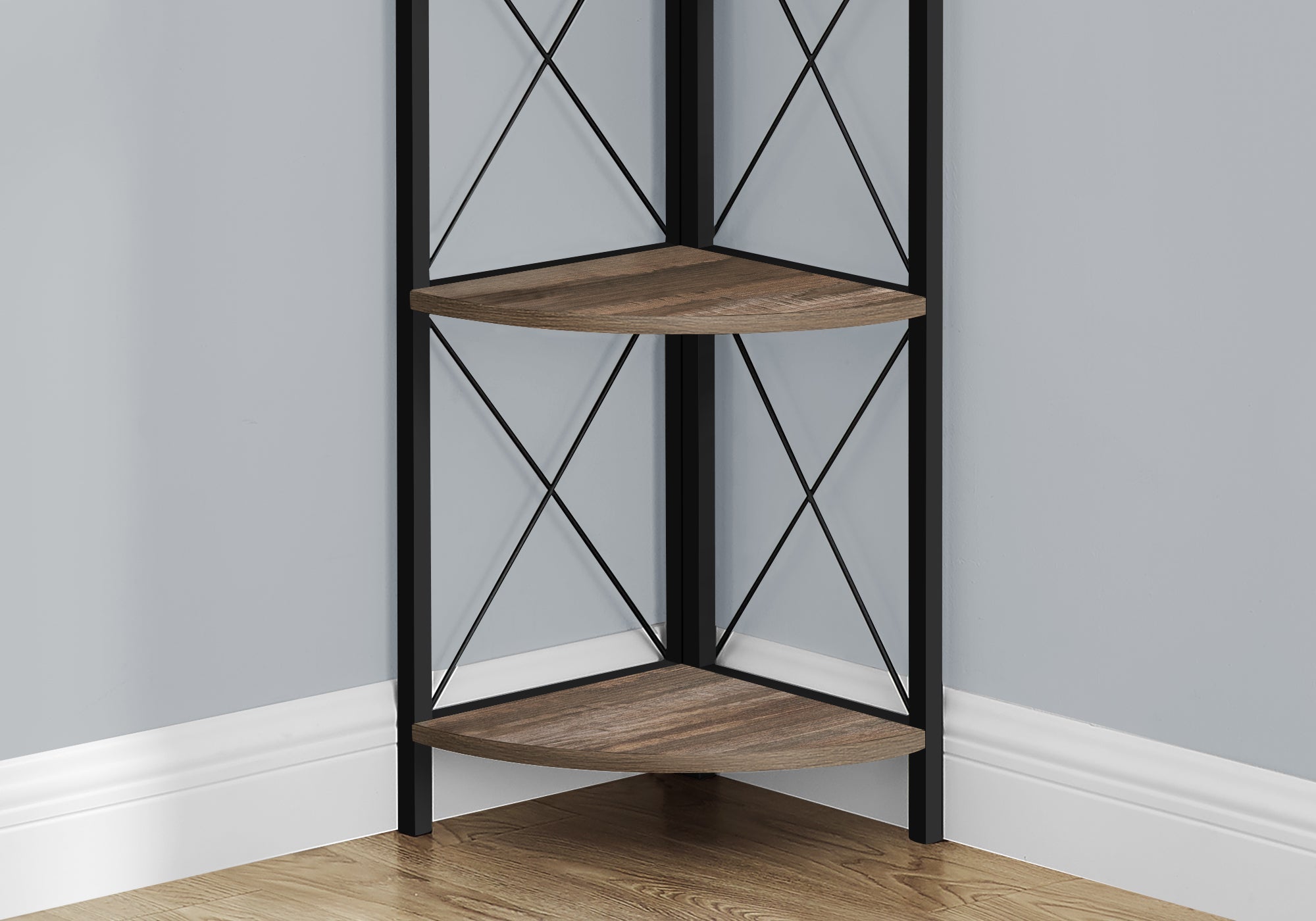 Monarch Specialties I 3646 Étagère À Livres, Étagère, Étagère, Coin, 4 Niveaux, 60"h, Bureau, Chambre À Coucher, Métal, Stratifié, Brun, Noir, Contemporain, Moderne - Simple Boutique
