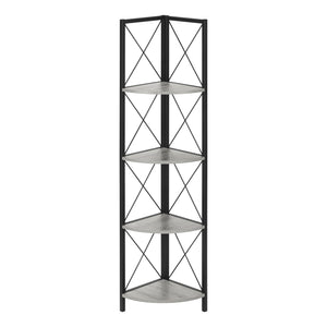 Monarch Specialties I 3647 Étagère À Livres, Étagère, Étagère, Coin, 4 Niveaux, 60"h, Bureau, Chambre À Coucher, Métal, Stratifié, Gris, Noir, Contemporain, Moderne - Simple Boutique