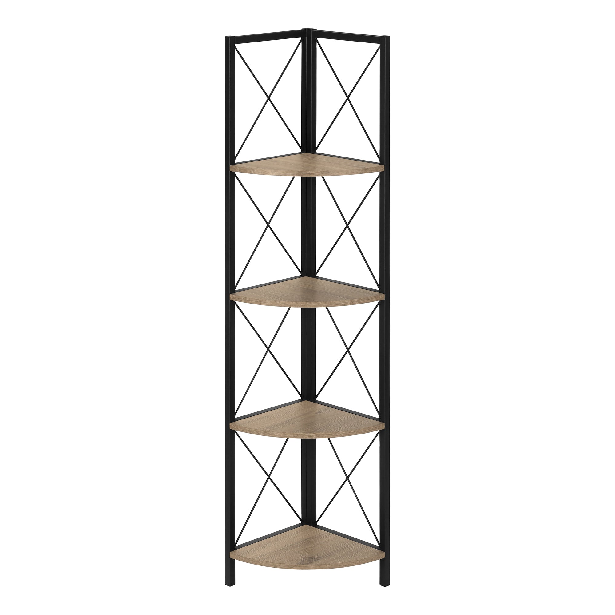 Monarch Specialties I 3648 Étagère À Livres, Étagère, Étagère, Coin, 4 Niveaux, 60"h, Bureau, Chambre À Coucher, Métal, Stratifié, Brun, Noir, Contemporain, Moderne - Simple Boutique