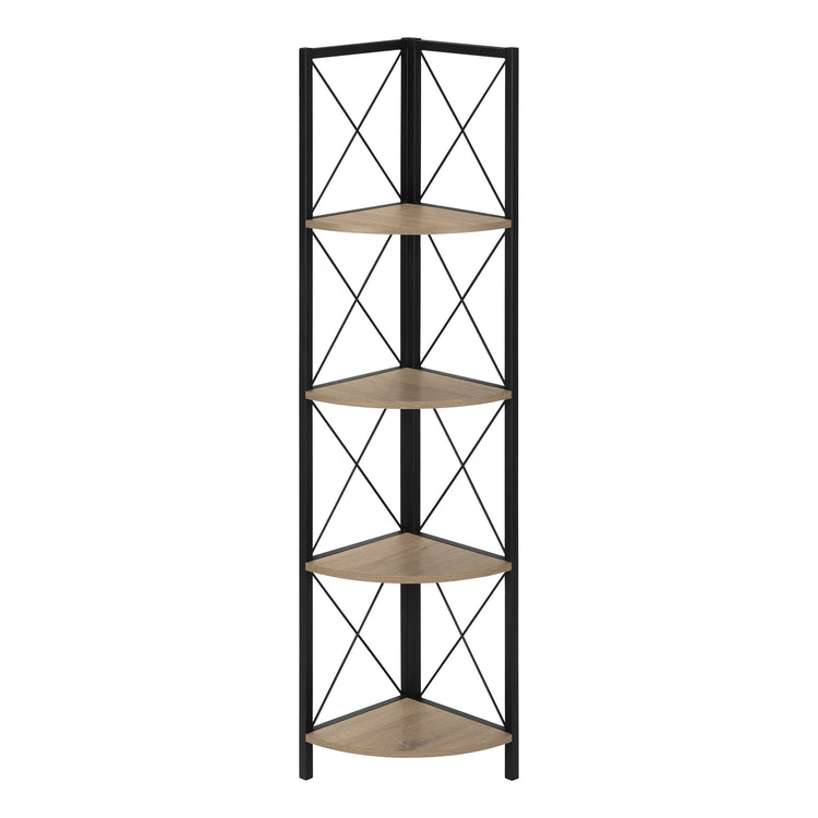 Monarch Specialties I 3648 Étagère À Livres, Étagère, Étagère, Coin, 4 Niveaux, 60"h, Bureau, Chambre À Coucher, Métal, Stratifié, Brun, Noir, Contemporain, Moderne - Simple Boutique